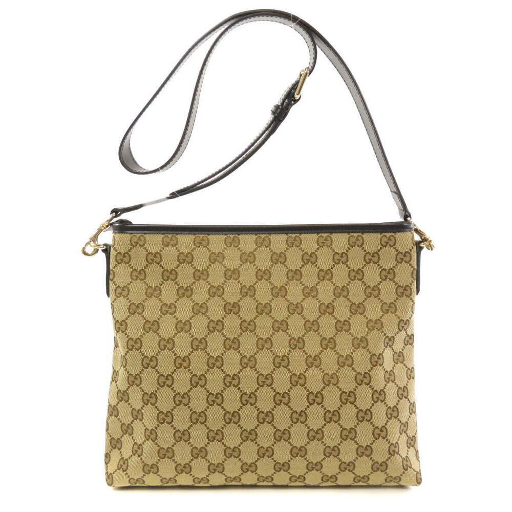 Gucci Brown GG Bag Canvas Leather Crossbody Beige